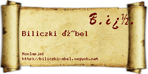 Biliczki Ábel névjegykártya