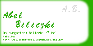 abel biliczki business card